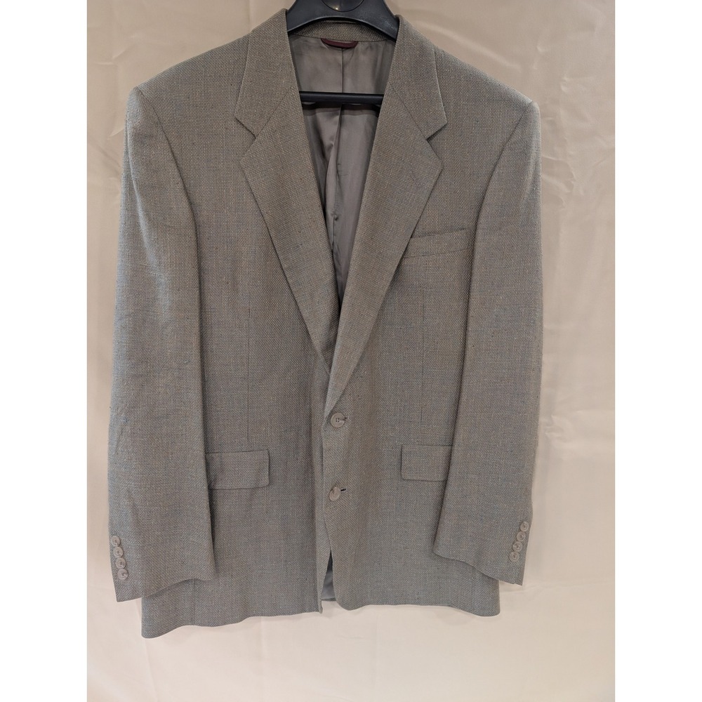 Hart Schaffner Marx Parisian Mens Gray‎ Blazer Pure Silk Silfino 48L